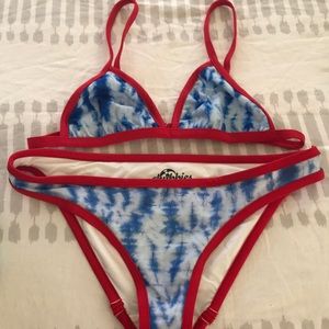 NEW Chubbies red, white & blue tie die bikini
